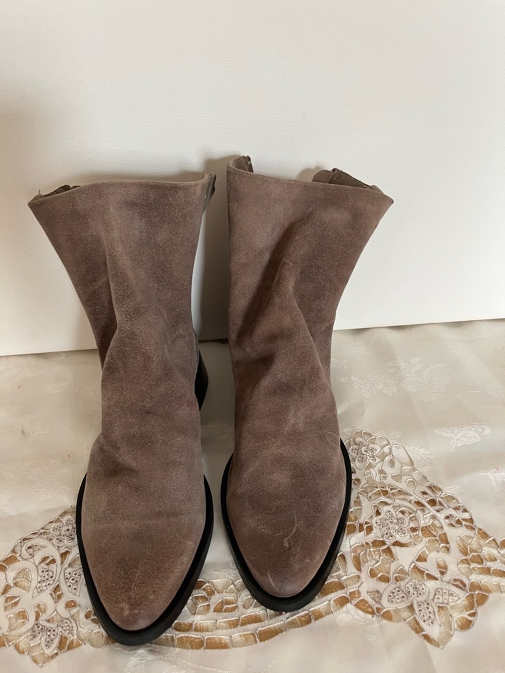 Steve Madden Taupe Suede Pointed Ankle Boots